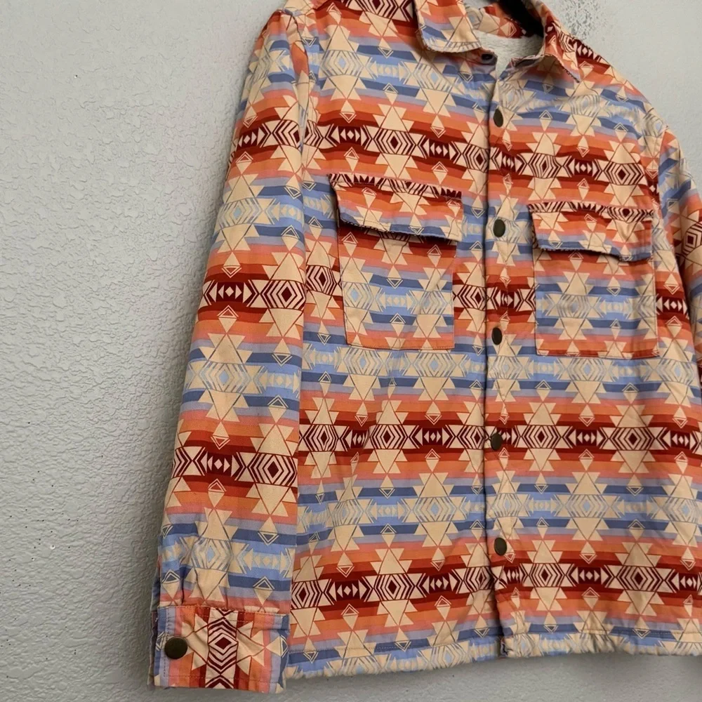 Pacsun Aztec Print Fleece Lined Snap Front Jacket Size Small - Picture 7 of 14